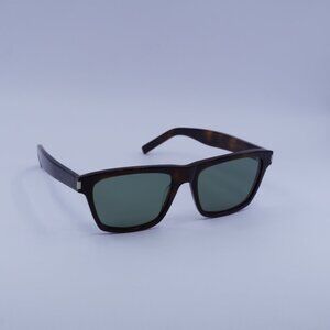 Saint Laurent SL274 003 Sunglasses Havana Rectangle Frame, Green Lenses